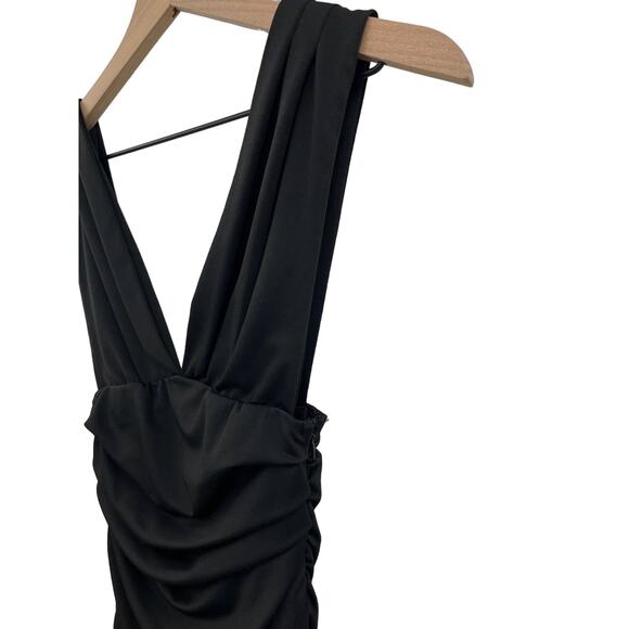 Showpo This Is Real Dress In Black Size 2 Bodycon Mini Length Deep V-Neck Sexy - Picture 10 of 16